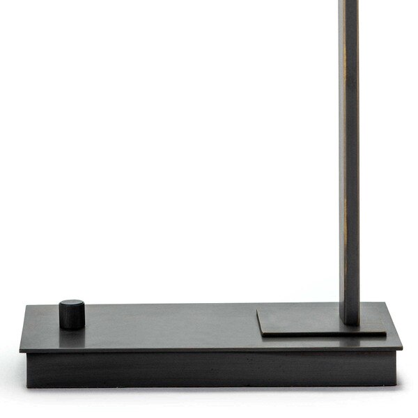 base plate and dimmer on bottom of adjustable metal desk lamp